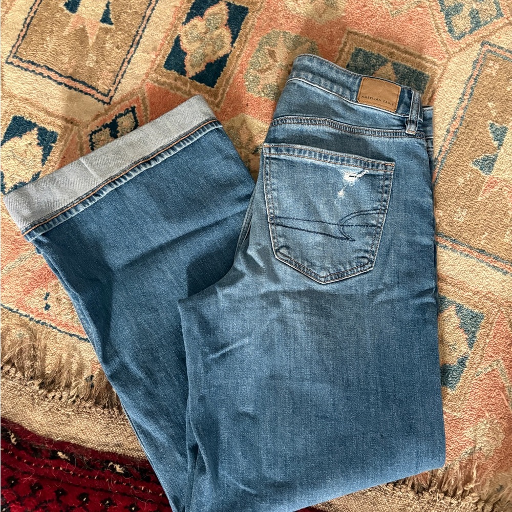 American Eagle Outfitters super high rise baggy wide Jeans cuffed hem